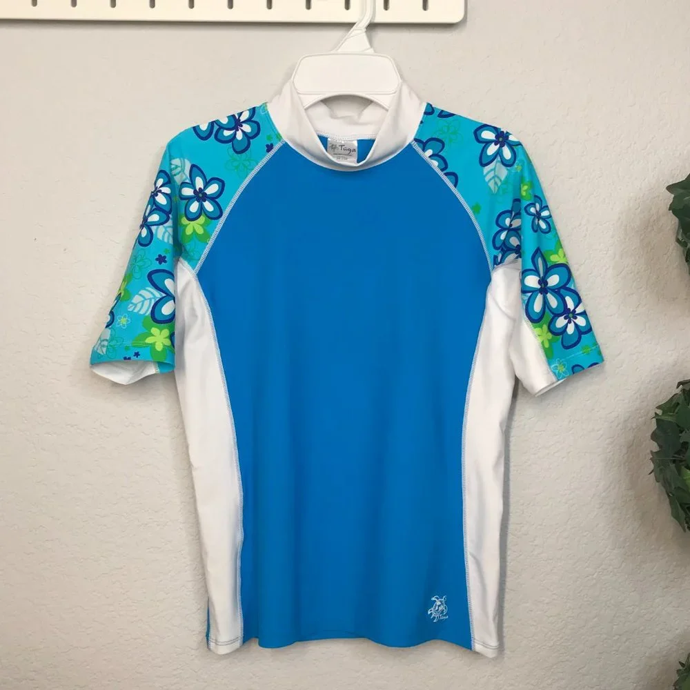Tuga Kids Rash Guard Swim Top | Turquoise | 11/12